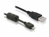 USB MICRO(M)->USB-A(M) 2.0 CABLE 1M BLACK FERRITE DELOCK