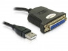USB-A(M) 1.1->LPT 25PIN(F) ADAPTER CABLE 80CM BLACK DELOCK