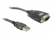 USB-A(M) 1.1->DB-9(COM)(M) ADAPTER CABLE 100CM CHIP FTDI BLACK DELOCK