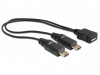 USB MICRO(F)->2X USB MICRO(M) 2.0 CABLE 0.2M BLACK (SPLITTER) DELOCK