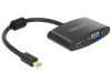 DISPLAYPORT MINI(M) 1.1->HDMI(F)+VGA(F) ADAPTER CABLE 18CM BLACK DELOCK