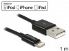 LIGHTNING(M)->USB-A(M) CABLE 1M BLACK DELOCK