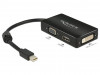 DISPLAYPORT MINI(M) 1.1->HDMI(F)/VGA(F)/DVI-D(24+1)(F) ADAPTER CABLE 16CM BLACK DELOCK