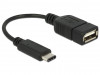USB-C(M) 2.0->USB-A(F) ADAPTER CABLE 15CM BLACK DELOCK