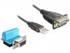 USB-A(M) 2.0->DB-9(COM)(M) + TERMINAL BLOCK 6PIN RS-422/485 ADAPTER CABLE 82CM DELOCK