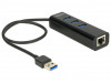 USB 3.0 HUB DELOCK 3-PORT + RJ45 BLACK