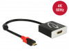 USB-C(M)->HDMI(F) ADAPTER CABLE 20CM 4K 60HZ (THUNDERBOLT 3/DISPLAYPORT ALT MODE) BLACK DELOCK