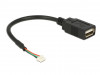USB PIN HEADER(F) 4 PIN->USB-A(F) 2.0 CABLE 15CM BLACK DELOCK
