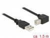 USB-A(M)->USB-B(M) 2.0 CABLE 1.5M ANGLED LEFT/RIGHT BLACK DELOCK