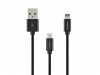 USB-A(M)->MICRO USB(M)+LIGHTNING(M) 2IN1 CABLE 1M BLACK NATEC PRATI