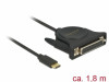 USB-C(M)->LPT 25PIN(F) ADAPTER CABLE 180CM BLACK BIDIRECTIONAL DELOCK