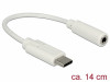 USB-C(M) 2.0->MINIJACK 3.5MM(F) ADAPTER CABLE 14CM WHITE DELOCK