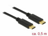 USB-C M/M 2.0 CABLE 0.5M E-MARKER BLACK DELOCK