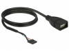 USB PIN HEADER(F) 4 PIN->USB-A(F) 2.0 CABLE 60CM BLACK DELOCK