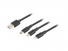 USB-A(M)->USB MICRO(M)+LIGHTNING(M)+USB-C(M) 2.0 COMBO CABLE 1.8M BLACK (ONLY CHARGING) LANBERG
