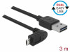 USB MICRO(M)->USB-A(M) 2.0 CABLE 3M EASY-USB ANGLED DELOCK