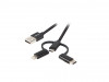 USB-A(M)->USB MICRO(M)+LIGHTNING(M)+USB-C(M) 2.0 3IN1 CABLE 1M BLACK LANBERG