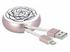 USB-A(M)->LIGHTNING(M) 2.0 CABLE 0.92M RETRACTABLE PINK/WHITE DELOCK